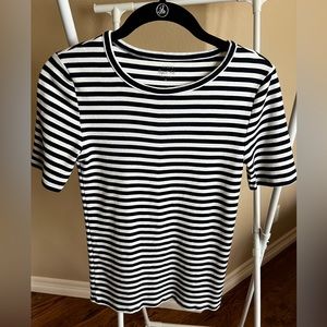 J. Crew Perfect Fit, Size Small, Navy Blue and White striped t-shirt